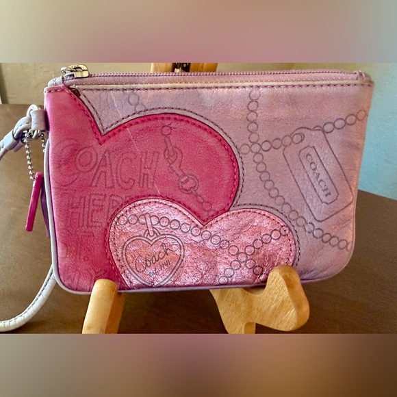 Coach Handbags - Coach Heart Design Pink and Purple Wristlet